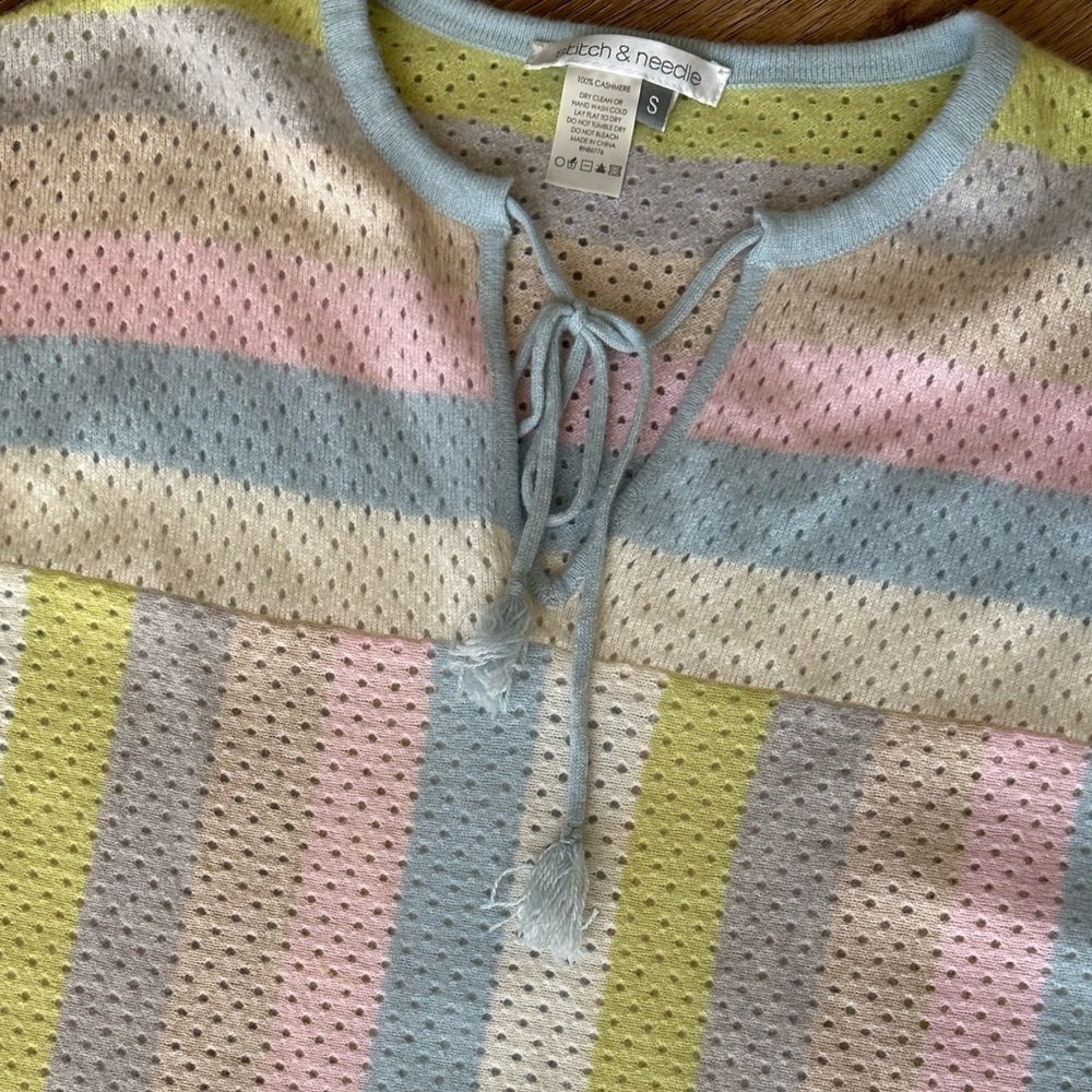 Stitch & Needle 100% cashmere pastel striped sweater, size small - Picture 3 of 7